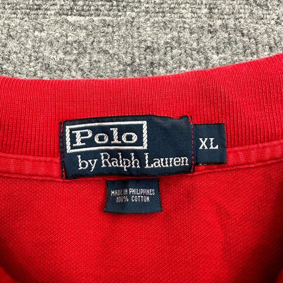 Polo By Ralph Lauren Polo Shirt Men's XL Red Cotton Logo Short Sleeve Pullover - Picture 4 of 7